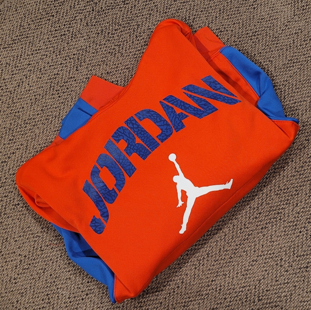 Jordan Bright Orange Hoodie with Blue Details
